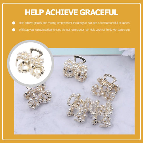 Mobestech 6pcs Hair Clips Pearl Claw Clips Rhinestones Hair Clips Hair Barrettes Headdress Hair Accessories for Women Girls Hair Styling