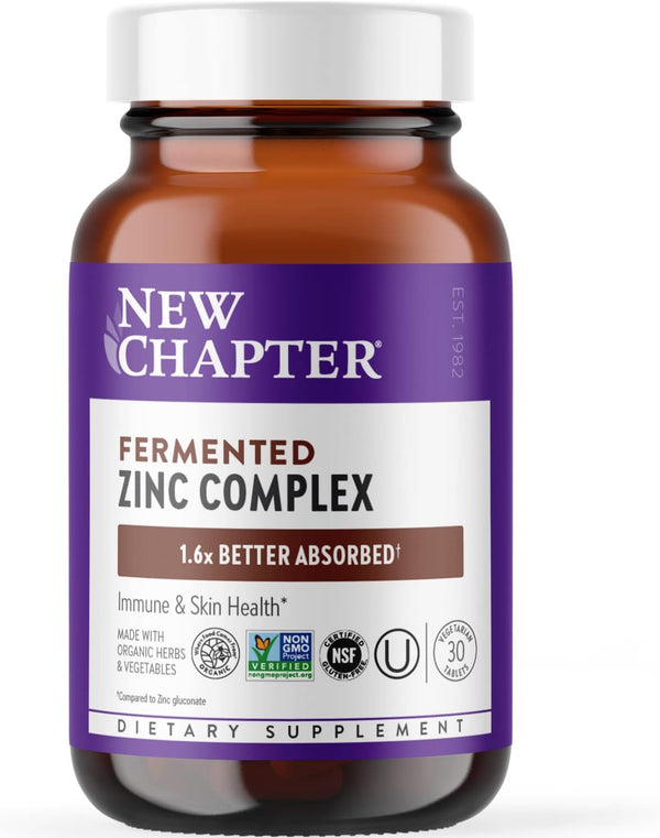 New Chapter Zinc Supplement | Fermented Zinc Complex, ONE Daily for Immune Support, 30 Count