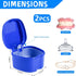 2 Pack Denture Bath Case Cup Holder with Strainer Basket for Travel Cleaning (Light Blue and Blue)
