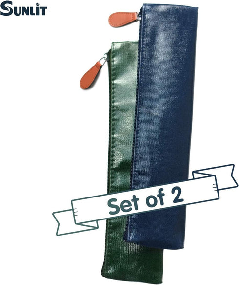 Sunlit 100% Waterproof Wipe Clean Hygienic Carrying Case/Pouch for Reusable Straws - 2 Set for 10.5 Inches Straws,