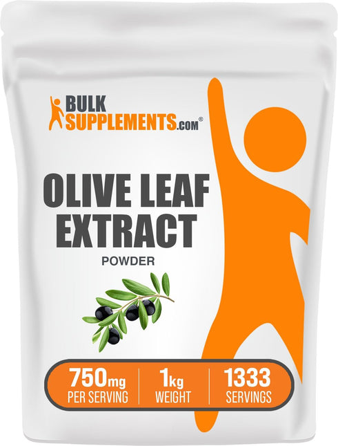 BulkSupplements.com Olive Leaf Extract Powder, Herbal Antioxidant Supplement, Gluten Free, 750mg per Serving (1kg)