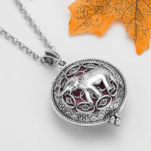 Set 316L Perfume(Style1) Essential Oil Diffuser Necklace Aromatherapy Oils Jewerly for Women Elephant Locket Pendant