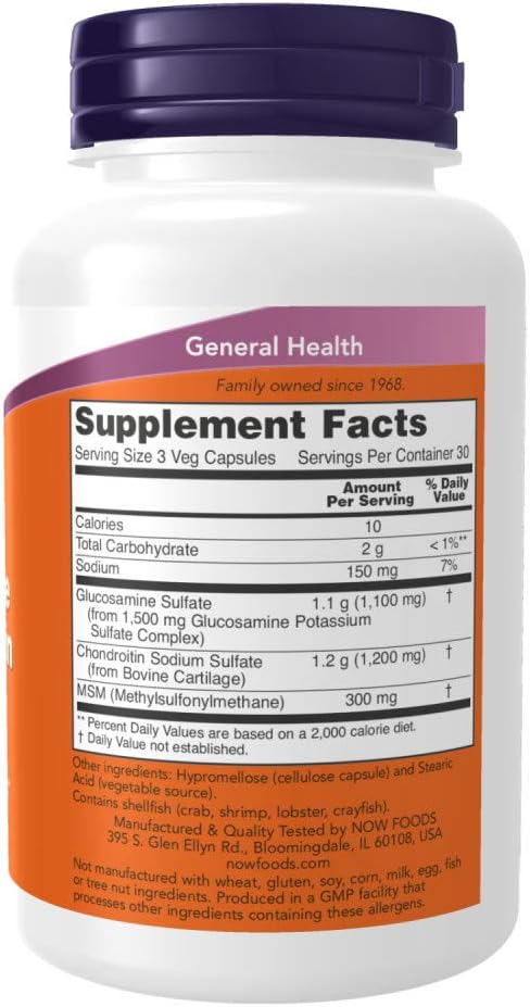 Glucosamine & Chondroitin with MSM, Joint Health, 90 Veg Capsules by NOW Foods