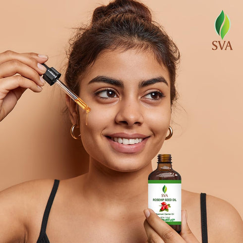 SVA Rosehip Seed Oil - 4 Fl Oz, 100% Natural & Cold Pressed Carrier Oil for Face, Skin Care, Hair Care