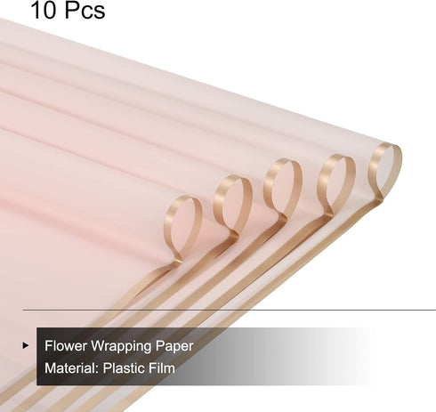 MECCANIXITY 10 Pcs Gold Edge Flower Wrapping Paper, Lotus Color 22.8x22.8 Inch for Florist Bouquet Supplies