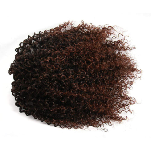 Short Afro Kinky Curly Ponytail Hair Piece for Women, Synthetic Extension in Mix Dark Brown (1B/33#)