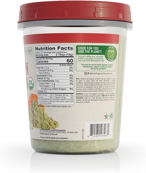 BareOrganics Pumpkin Protein Powder, 12 oz