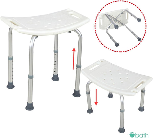 P'Lek Shop 6 Adjustable Medical Bath Tub Shower Chair Bench Stool Seat Without Back New White Height
