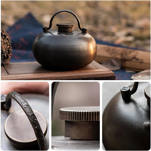 LUOZIQINX 0.3L/0.6L/1.5L/1L/2L/3L Therapy,0.6l Hot Water Bottles, Metal Copper Hand Feet Warmer, Winter Hot Water