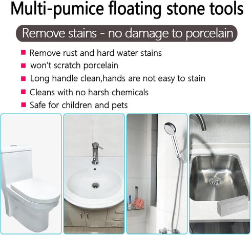 4TH Pumice Stone for Toilet Bowl Cleaning, Remove Limescale Stains and Hard Water Rings, 4 Pack