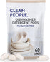 The Clean People All Natural Dishwasher Pods, Cuts Grease & Rinses Sparkling Clean, 60 Pack, Unscented