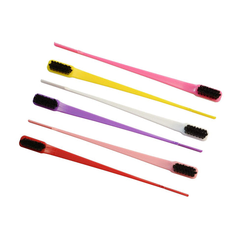 YANTAISIYU 6 Pcs Hair Edge Brushes, Double Sided Control Brush Comb Combo Pack for Bangs Eyebrow (Multicolored)