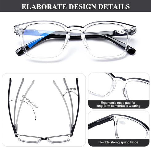 AQWANO 4 Pack Blue Light Filter Reading Glasses for Men and Women