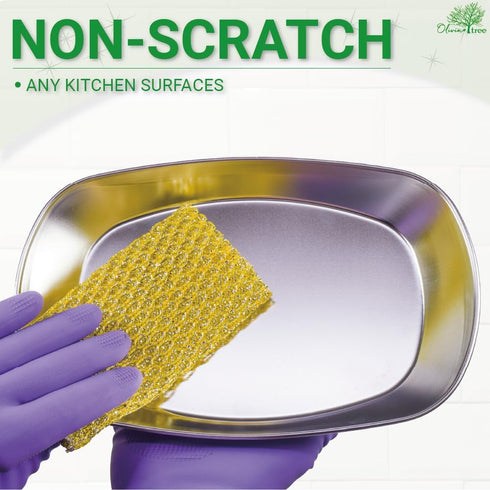 Rugged Glitter Dish Wash Net - 4Pcs Heavy Duty Non-Scratch Scouring Pads for Effective Dishwashing