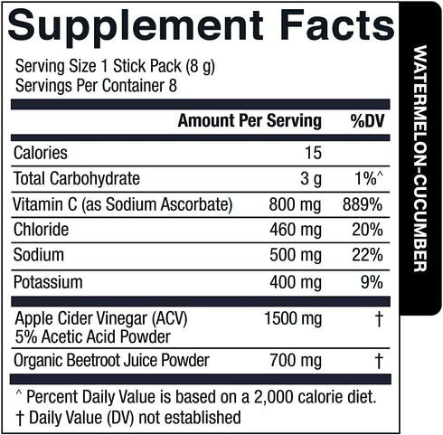 Essential Elements Hydration Packets - Sugar Free Electrolytes Powder Packets, 24 Stick Packs with ACV & Vitamin C
