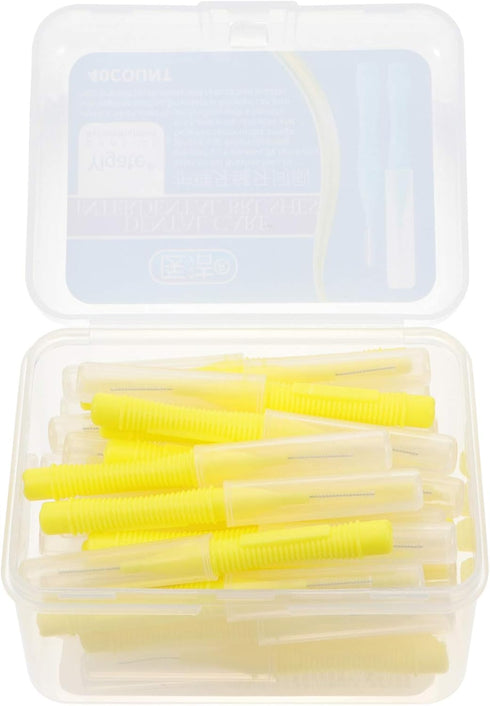 EXCEART 40pcs Interdental Picks Dental Brush Picks, Yellow 0.4mm Dental Floss Cleaners