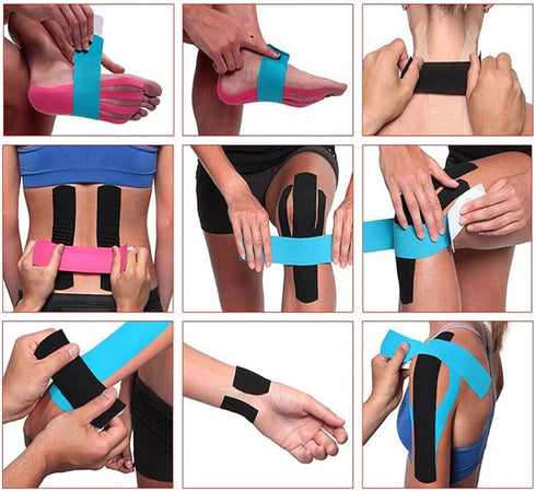OBTANIM 4 Rolls Kinesiology Tape, Waterproof Breathable Athletic Elastic for Muscle Pain Relief in Gym, Fitness, Running