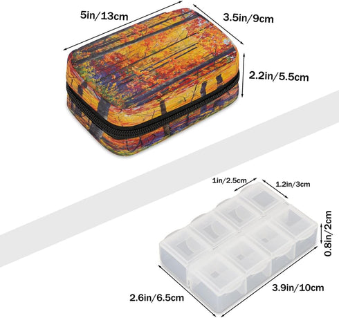 Skerhhux 7 Autumn Forest Color Pill Case Travel Pill Organizer Weekly Day Portable with Zipper Medicine Box Pill Case