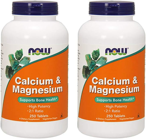 Now Foods Calcium & Magnesium - 250 Tablets, Pack of 2