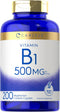Carlyle Vitamin B1 500mg (Thiamine), 200 Vegetarian Caplets, Non-GMO and Gluten Free Supplement