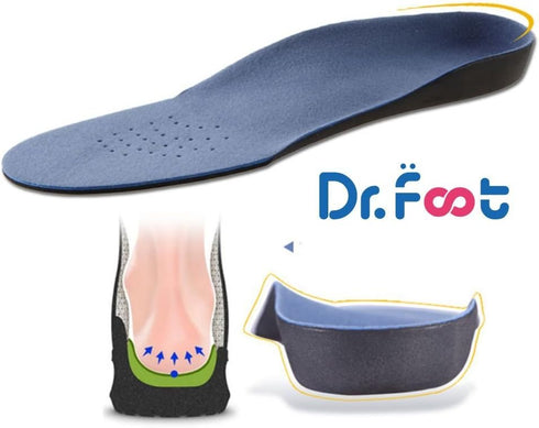 Dr. Foot Full Orthotics Shoe Insoles - Arch Support Inserts for Flat Feet, Over-Pronation, M- W8.5-10 | M7.5-9