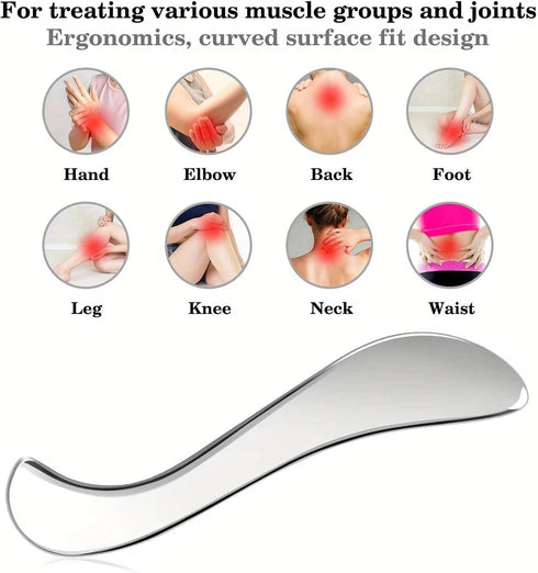 Yiodauh 4 Scraping Massage Tool Pcs Stainless Steel Myofascial Gua Sha Board, Handheld Neck And Shoulder Release Knife