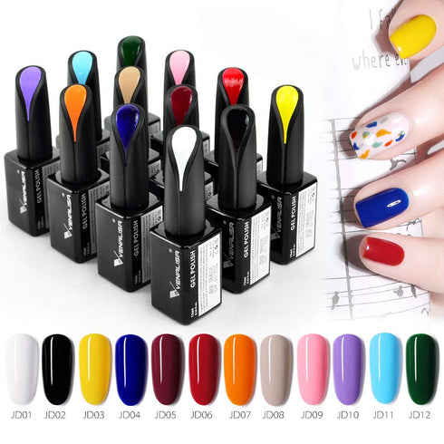 VENALISA 15ml Black Gel Nail Polish, Soak Off UV LED Nail Gel for Nail Art Starter Manicure DIY at Home