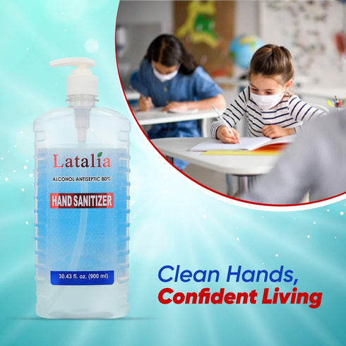 Pack 2 (900ml, 30 oz) Latalia Hand Sanitizer - off Travel Hand Sanitizers - Unscented Mini Clean Scent Non-Drying