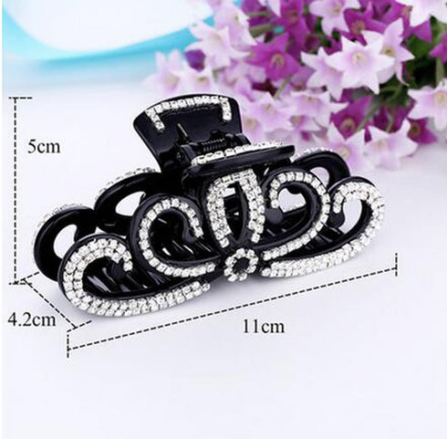 Suoirblss Women Rhinestones Large Hair Claw Clip, Thick Hair Accessories (Black)