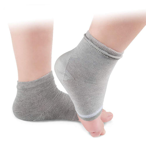 Makhry 2 Pairs Moisturizing Silicone Gel Heel Socks for Dry Cracked Skin, Open Toe Recovery
