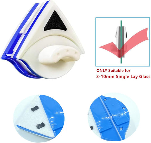 HouCheerShop Magnetic Window Cleaner, Double Sided Window Glass Wiper Cleaning Tool for High-Rise Cleaning Windows Thickness 0.1‘’- 0.3‘’(Blue))
