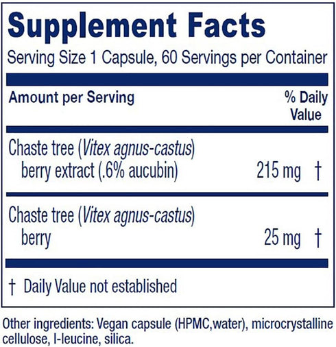 Vitanica Chaste Tree Berry Vitex Extract Plus, Vegan, 60 Capsules