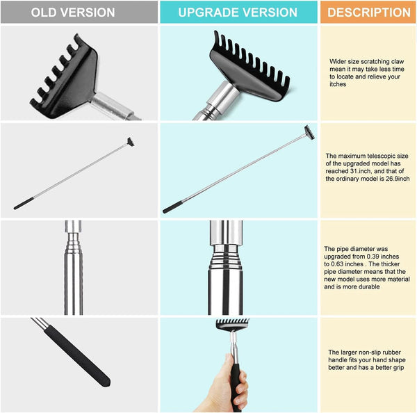 2 Pack Oversized Portable Extendable Back Scratcher, Upgraded Metal Stainless Steel Telescoping Tool with Carrying Bag