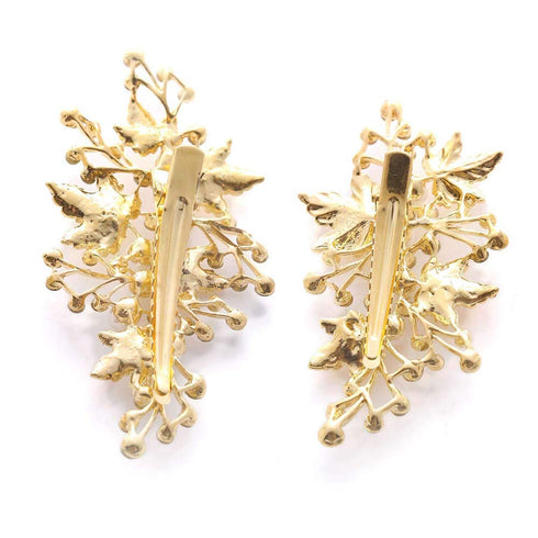 Wedding Hair Clips (2 Pcs) - Rhinestone Pearl Accessories for Bridal Women (Gold)