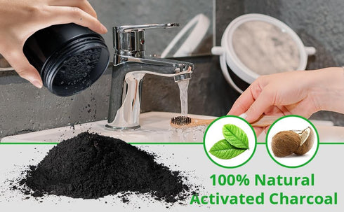 Activated Charcoal Teeth Whitening Powder, Natural Toothpaste Alternative, Organic Oral Care Set (1)