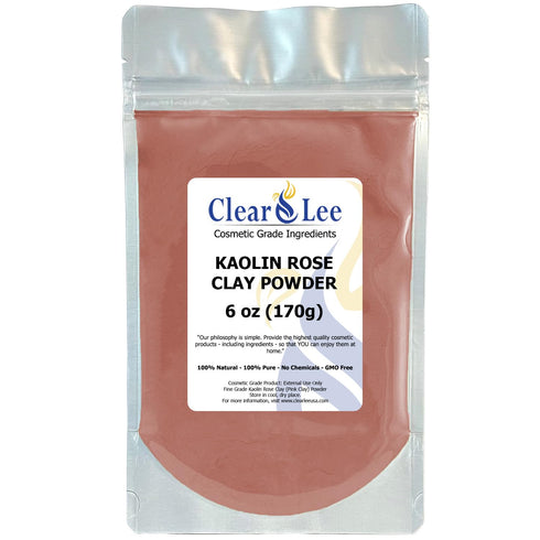 Kaolin Rose Pink Clay Powder, 100% Pure Natural Cosmetic Grade, 6 oz - Great for Skin Detox and DIY Face Mask
