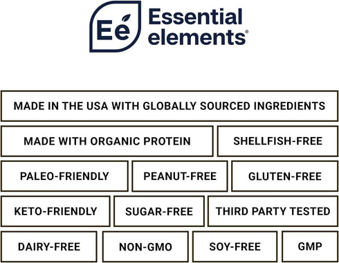 Essential Elements Organic Pea Protein Powder - Very Vanilla, Low-carb Plant-Based Vegan Blend, Keto-Friendly, 20