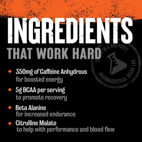 Animal Fury Pre Workout Powder Supplement for Energy and Focus, 5g BCAA, 350mg Caffeine, Watermelon, 16.96 Ounce