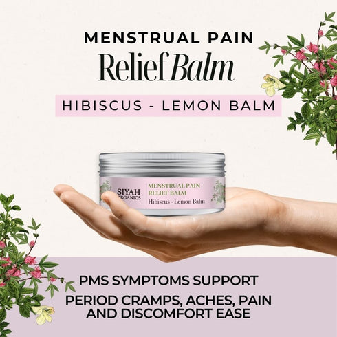 Siyah Organics 5oz Womens Menstrual Relief Balm with Hibiscus & Lemon Balm Comforting, Relaxing, and Soothing Body Balm