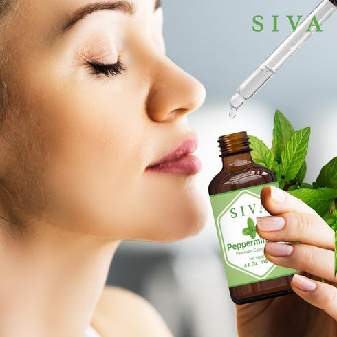 Siva Peppermint Essential Oil - 4 Fl Oz – Natural Peppermint Oil for Diffuser, Skin Care, Aromatherapy, Hair Care