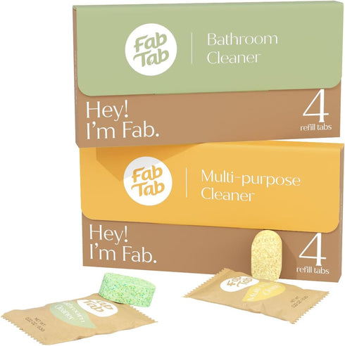 Multi-Purpose Bathroom Cleaner Refill Tablets - Natural Cleaning Products, All-Purpose Cleaner Tablets, 8x 16.9 Fl oz