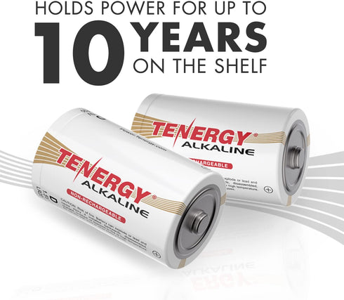 Tenergy 12 Pack D Alkaline LR20 Batteries, High Performance Non-Rechargeable for Electronics