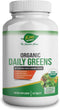 Organic Daily Greens with Organic Fruits & Veggies - USDA Certified, Non-GMO, Vegan Tablets for Immune Health