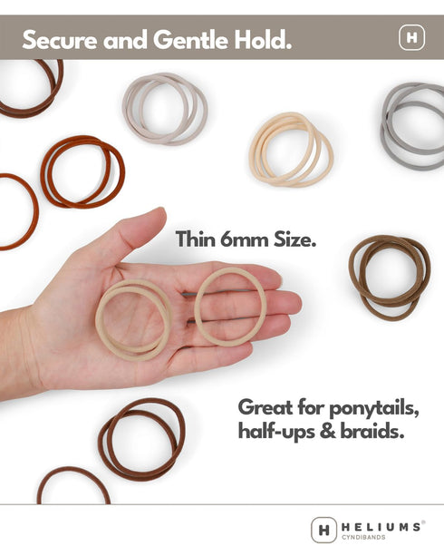 Heliums Thin Seamless Hair Ties, Sandy Blonde, 6mm Nylon No Damage Ponytail Holders, 1.75 Inch, 18 Pack