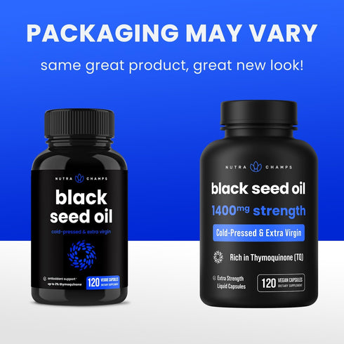 NutraChamps Organic Black Cumin Seed Oil Capsules, 120 Vegan Softgel, 1400mg, Cold Pressed