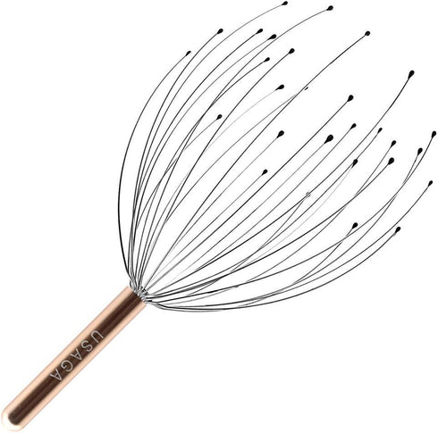USAGA 28 Fingers Head Scratcher - Head Massager for Scalp Body Relaxing, Golden Color
