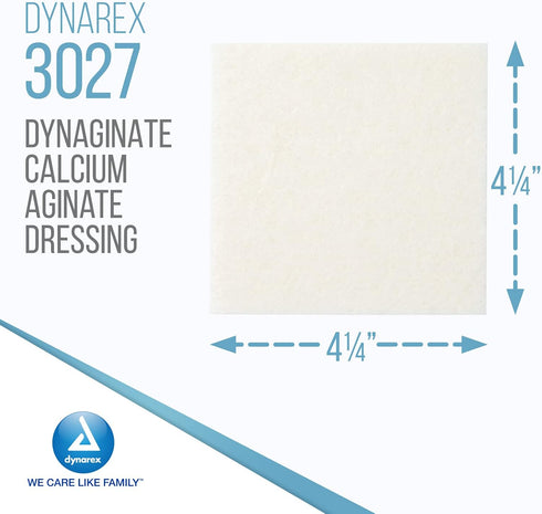 Dynarex DynaGinate Calcium Alginate Wound Dressing, Sterile Non-Stick Pads, 4.25"x 4.25", Box of 10