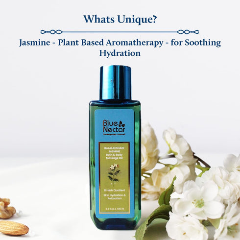 Blue Nectar Sensuous Jasmine Body Massage Oil, 100% Natural Ingredients, 3.4 fl oz