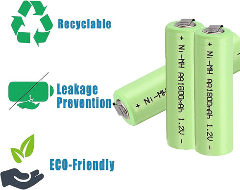 5 x NiMH 1.2V AA 1800 mAh Rechargeable Battery for Electric Shaver with Solder Tabs