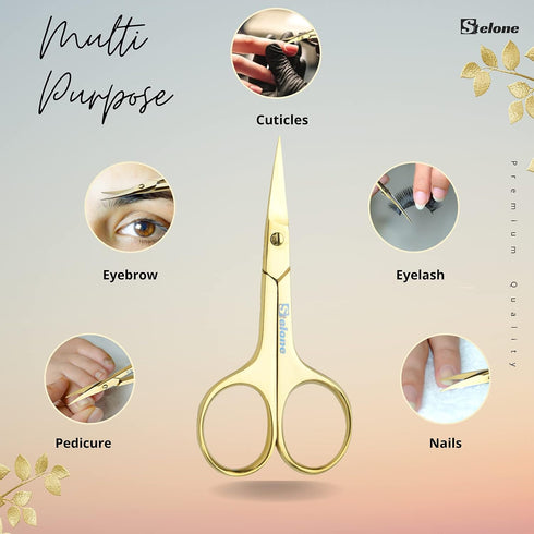Professional Grooming Scissors, Small Curved Stainless Steel Eyebrow Scissors for Women, Manicure & Beauty
